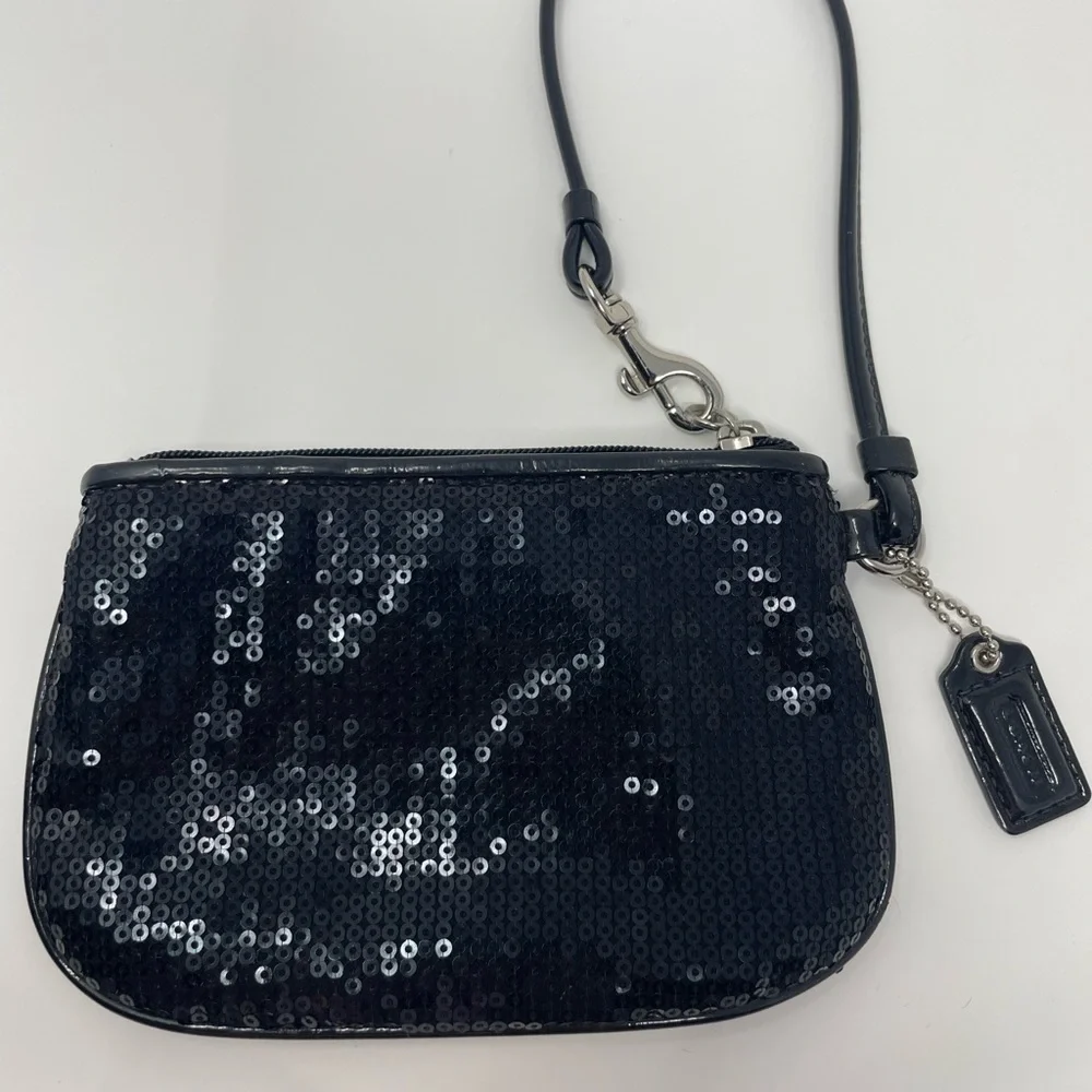 Coach Sparkling Black Sequin Wristlet